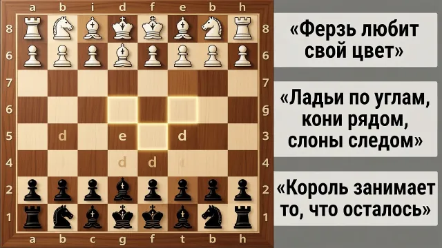 Расположение шахмат на доске: правильная расстановка фигур и как запомнить
